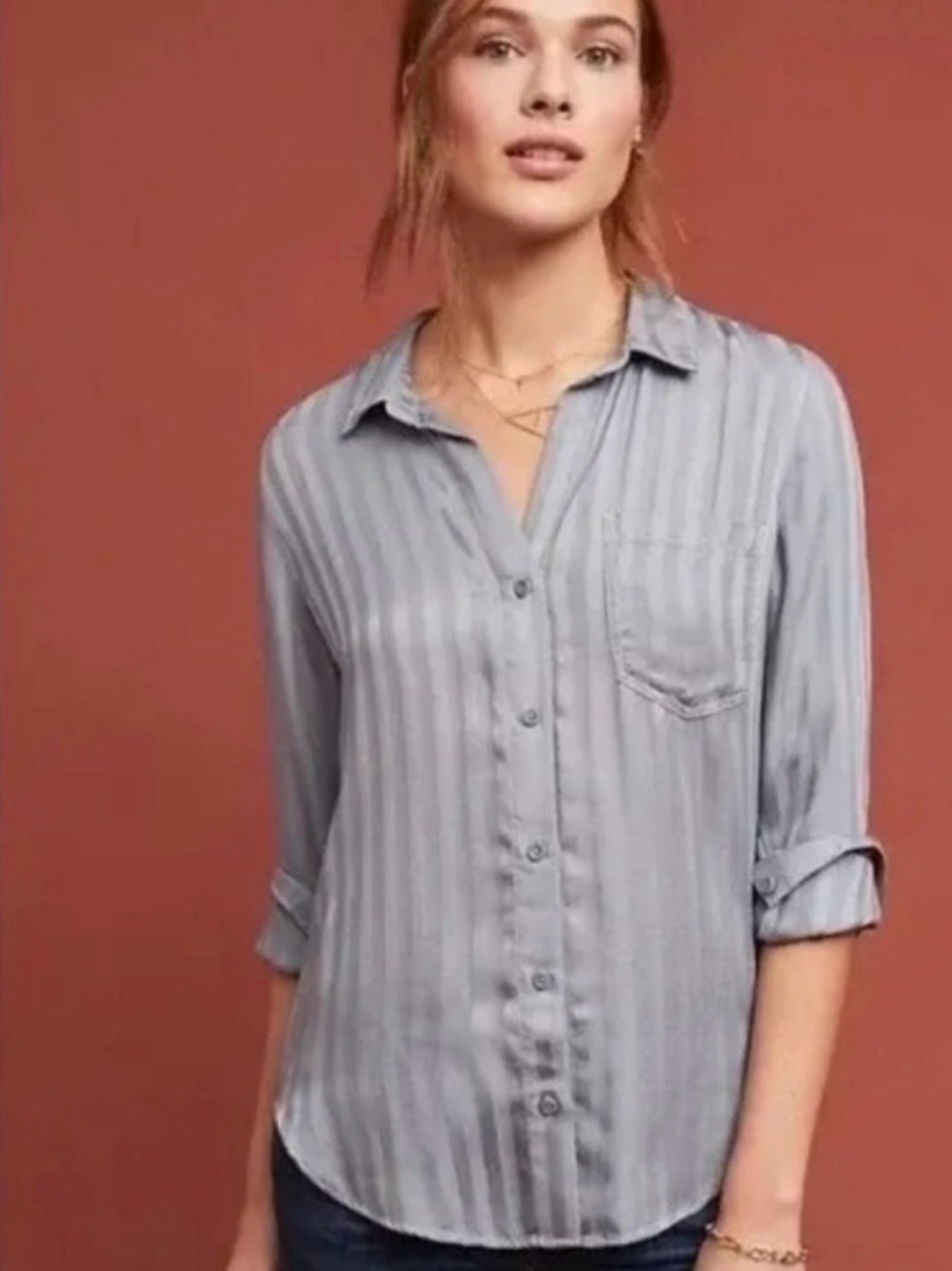 Cloth & Stone for Anthropologie Grace Striped Button-Up Shirt